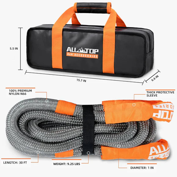 Kinetic Recovery Rope - 1in x 30ft - 48,000 Lbs -grey