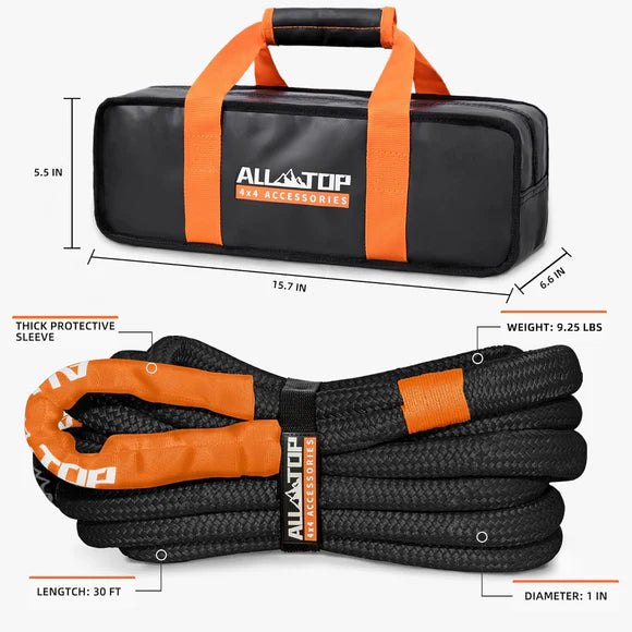 Kinetic Recovery Rope - 1in x 30ft - 48,000 Lbs - Black