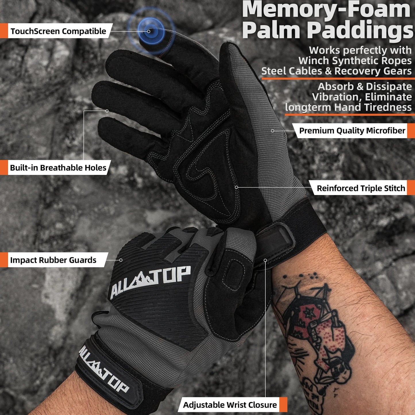 ALL-TOP 4x4 Work Gloves grey