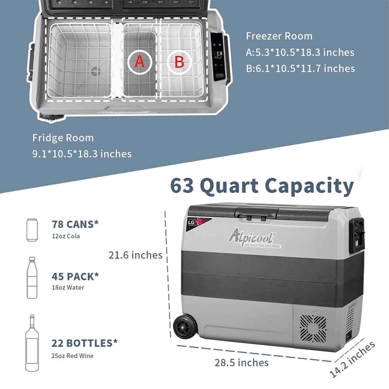 Alpicool - LGT60 Dual Zone Portable Refrigerator
