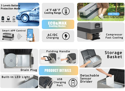 Alpicool - LGT60 Dual Zone Portable Refrigerator