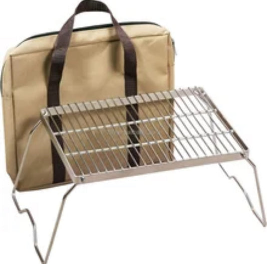 A sturdy and durable stainless steel grate that can be placed over campfires and fire pits to grill.